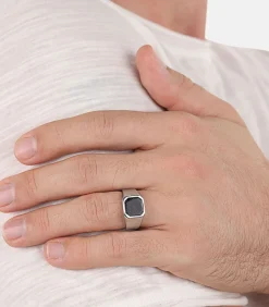 Online Ring voor mannen, roestvrij staal, lijnsteen Heren Ringen