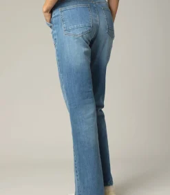 DAMES Deeluxe RIO - Blauwe denim flare jeans met ritssluiting
