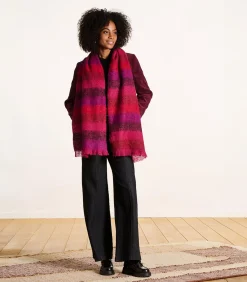 DAMES La Fée Maraboutée Rode mohair sjaal met strepen