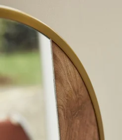 Discount Ronde spiegel van metaal en hout 60 cm Andrea Spiegels