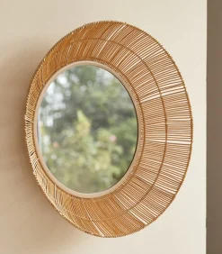 Hot Ronde spiegel van natuurvezel 60 cm Rosie Spiegels