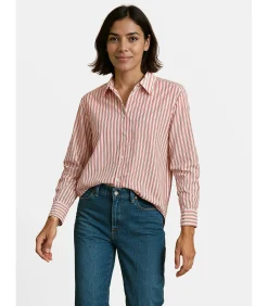 Discount Rood en zwart gevoerde damesblouse DAMES Overhemden & Blouses