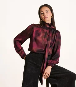 DAMES La Fée Maraboutée Rood topje met lange mouwen en print