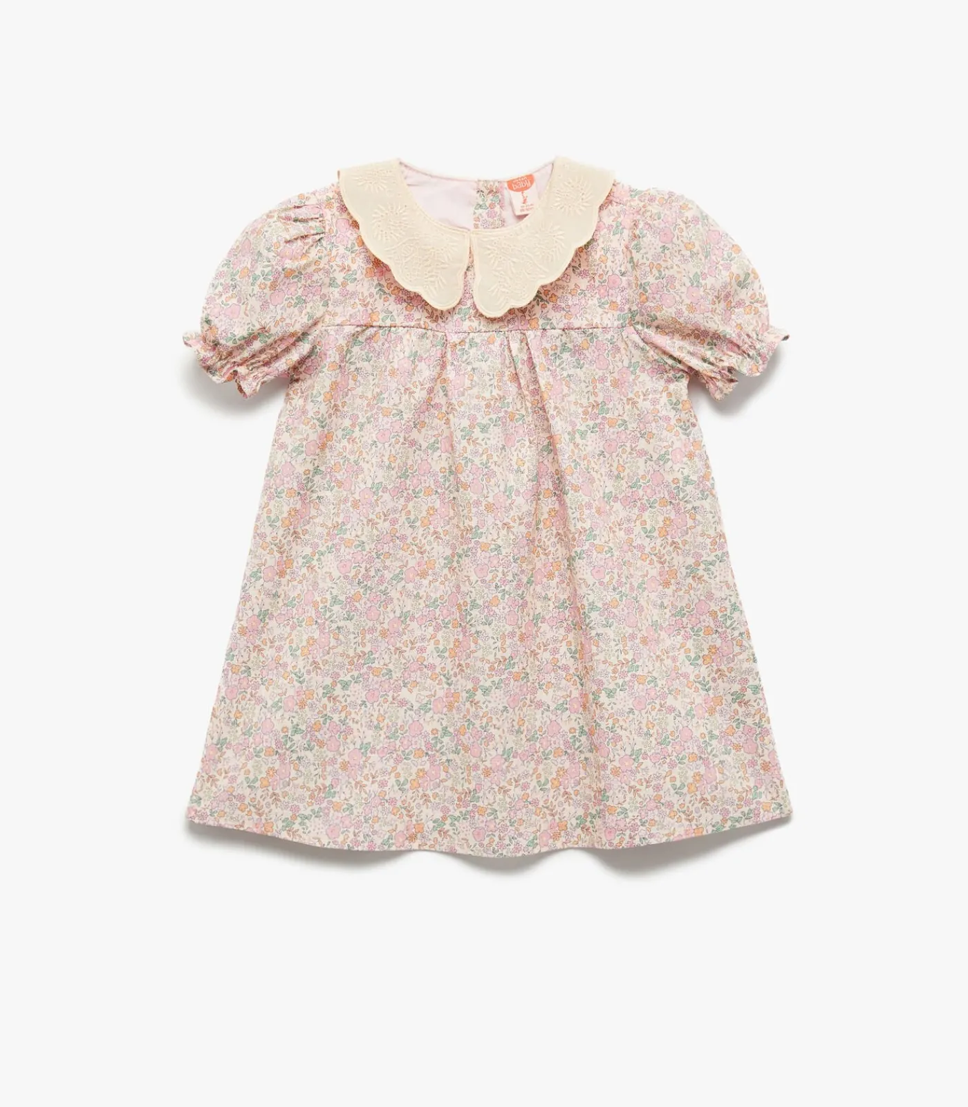 Kinderen Koton Roze Babyjurk Korte Mouwen Bloemenprint