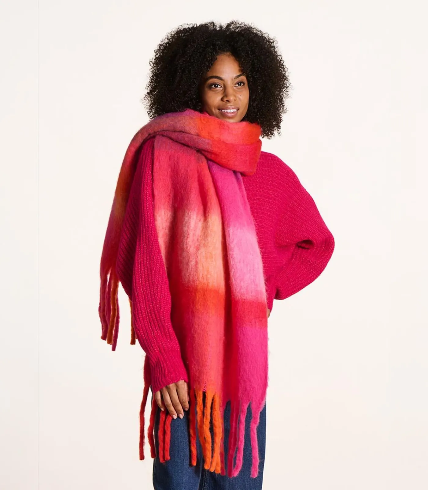 DAMES La Fée Maraboutée Roze geruite sjaal