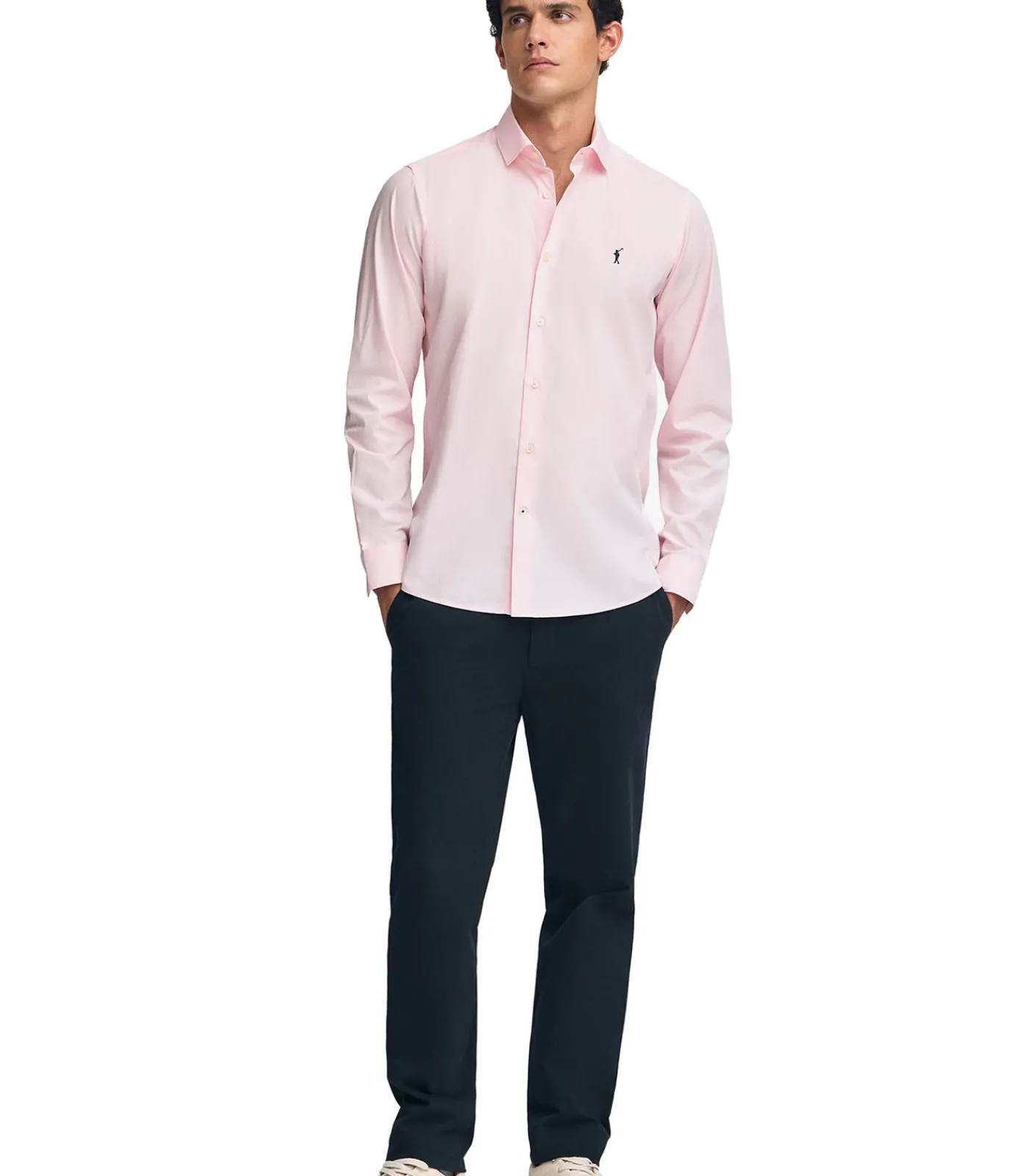 Discount Roze hemd van poplin katoen met slim fit en Rigby Go-logo Heren Hemden