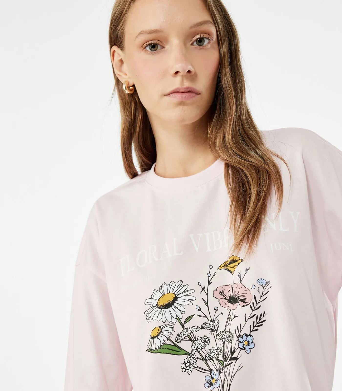 DAMES Koton Roze T-shirt Korte Mouwen Bloemenprint