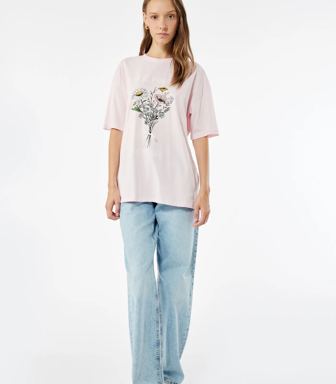 DAMES Koton Roze T-shirt Korte Mouwen Bloemenprint