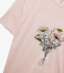 DAMES Koton Roze T-shirt Korte Mouwen Bloemenprint