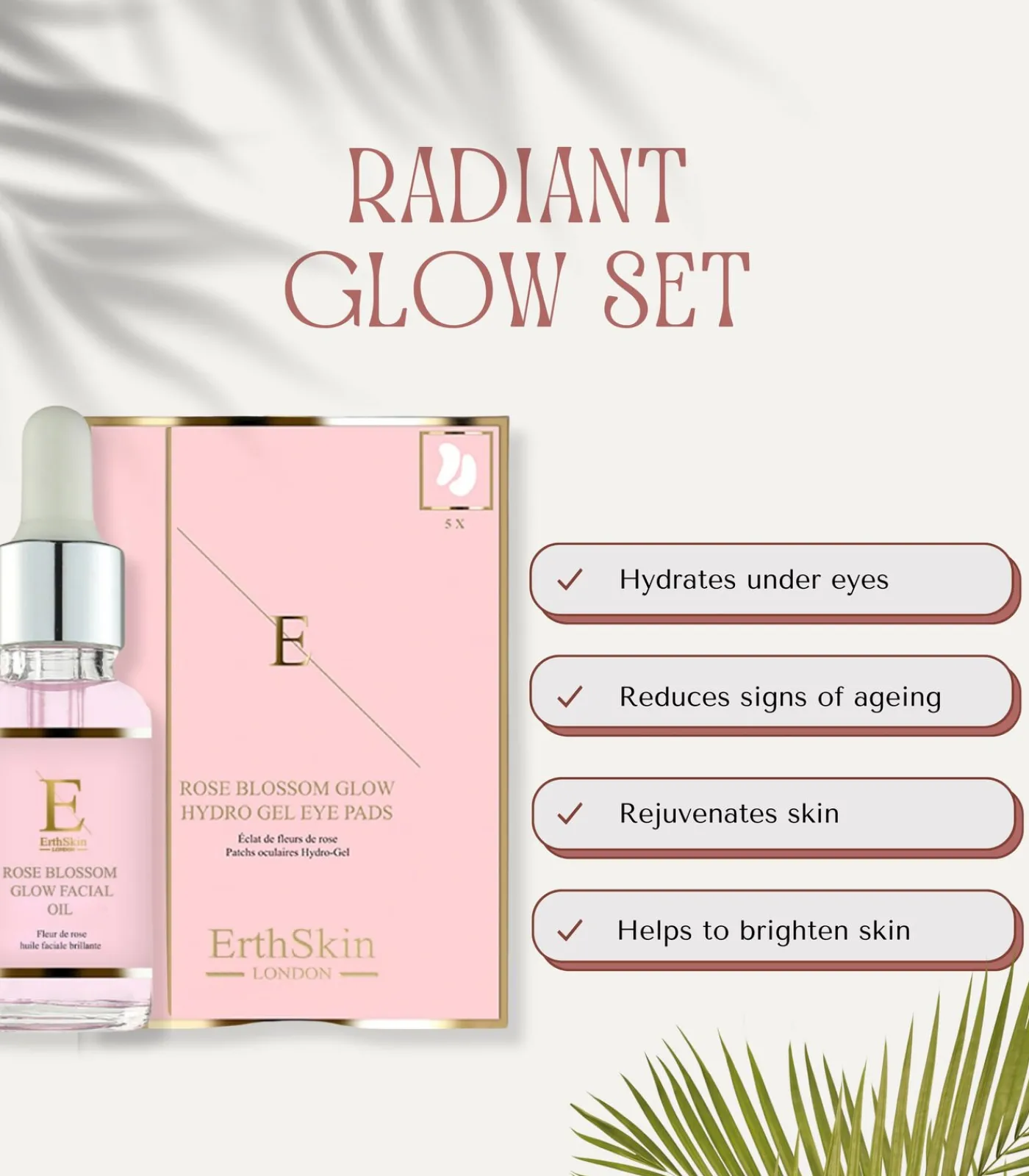 Hot Rozenbloesem Glow Gezichtsolie + Oogkussentjes Gezicht Sets