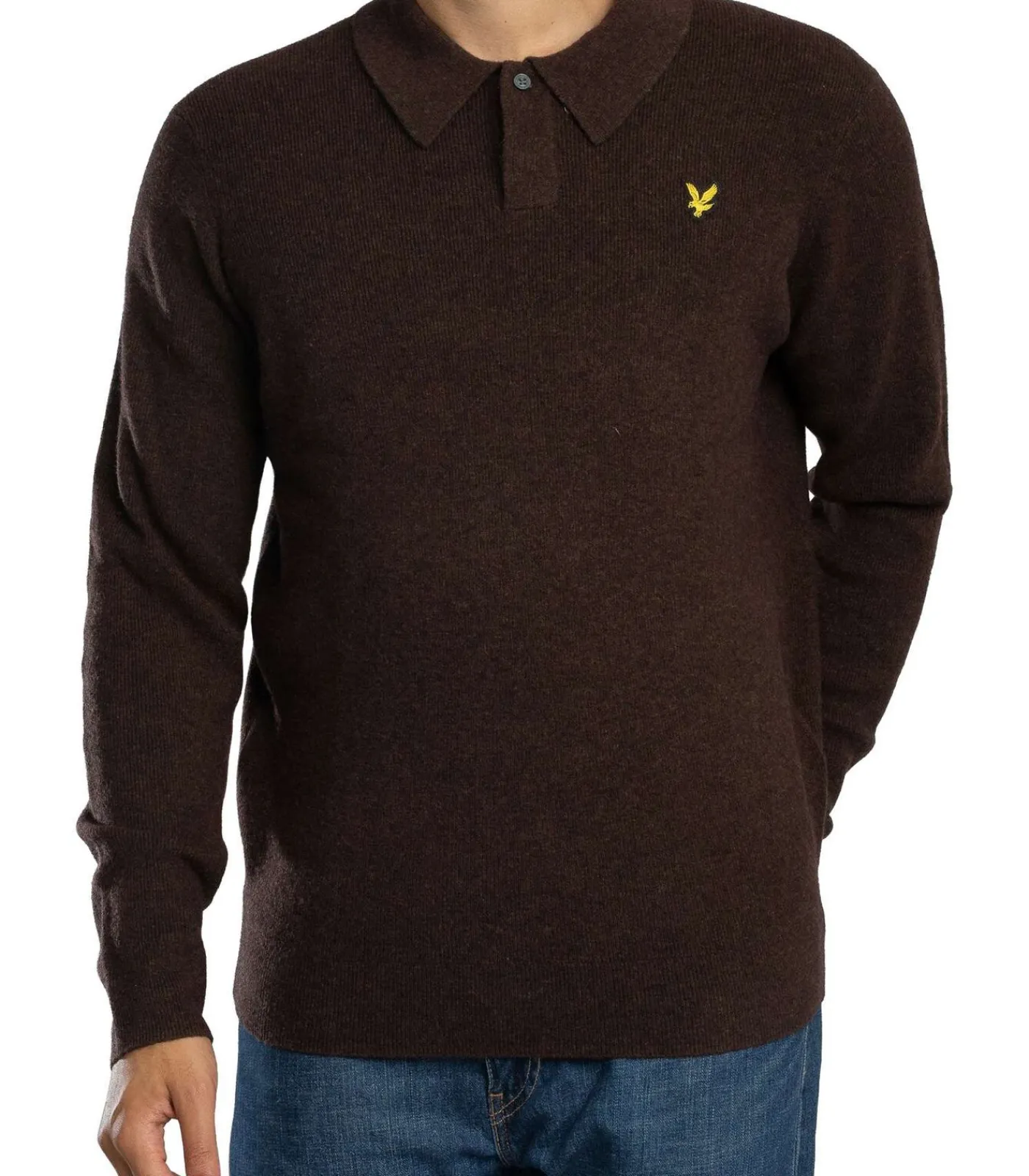 Heren Lyle & Scott Rugby Relaxed Poloshirt Van Lamswolmix