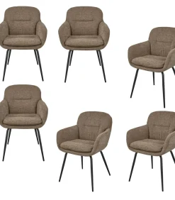 New Runa Eetkamerstoelen - Polyester - Donker Zand - Set van 6 Stoelen