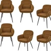 WOOOD Runa Eetkamerstoelen - Polyester - Caramel - Set van 6