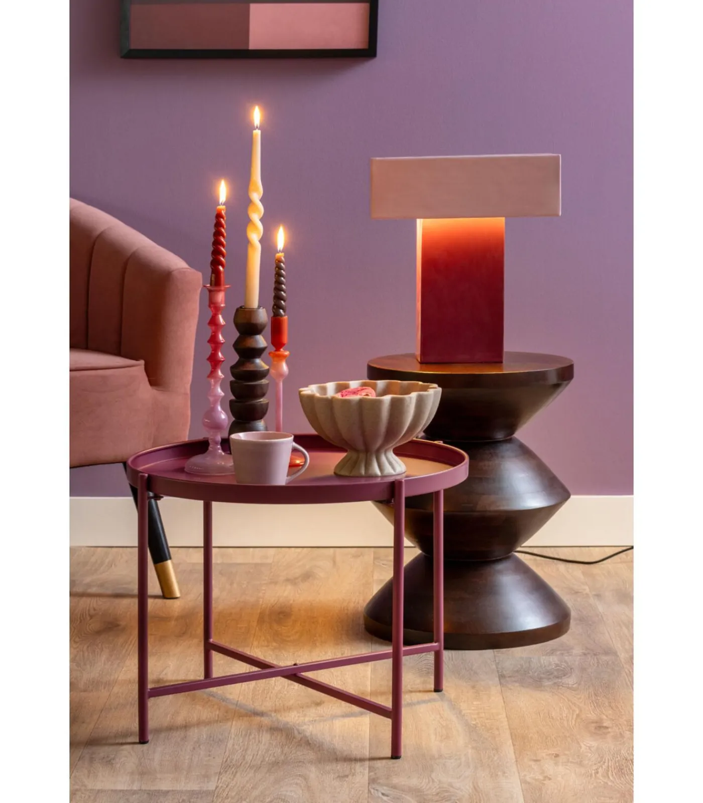 Leitmotiv Salontafel Meseta - Paars - 50x50x38.5cm