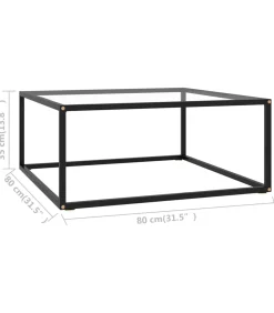 Discount Salontafel met gehard glas 80x80x35 cm zwart Tafels