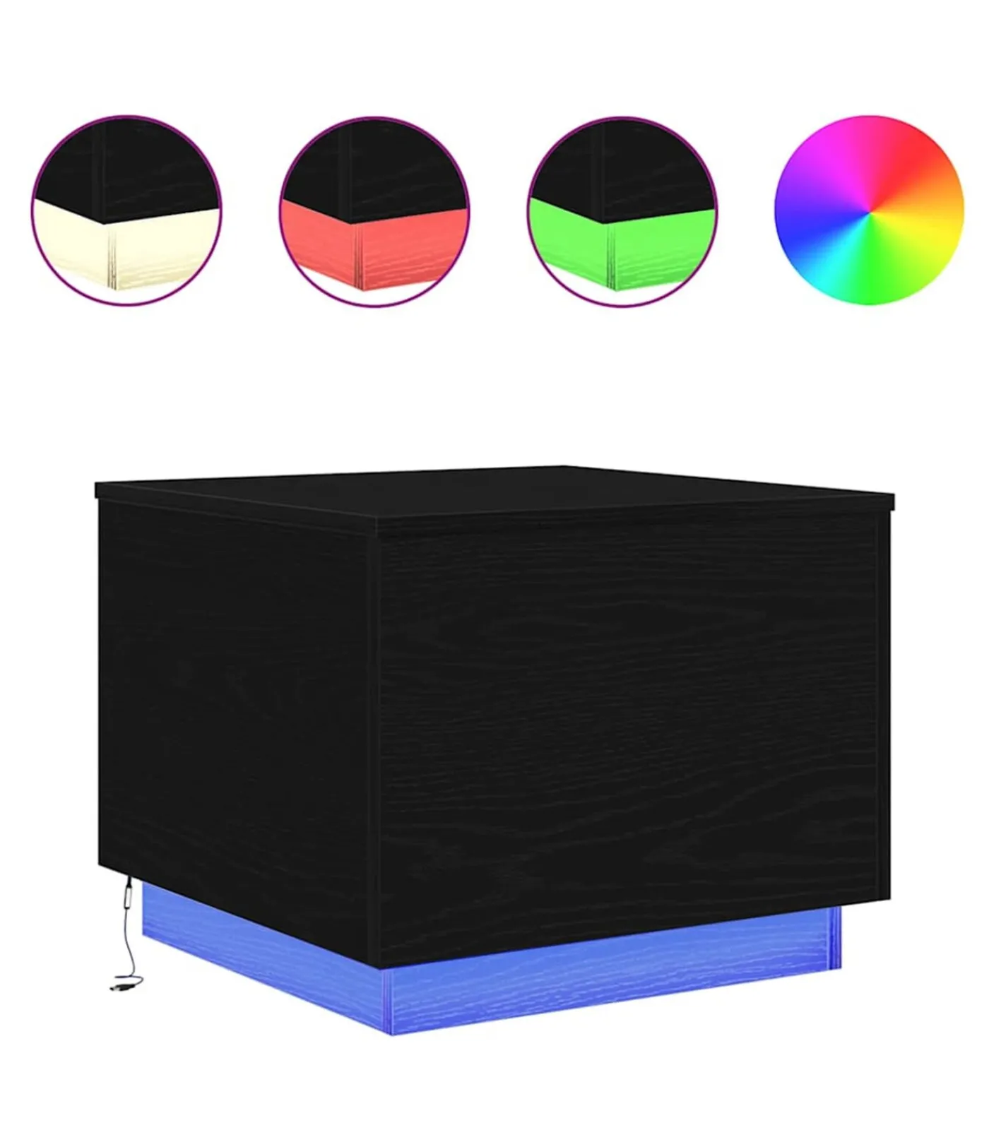 vidaXL Salontafel met LED-verlichting 50x50x40 cm zwart eikenkleurig