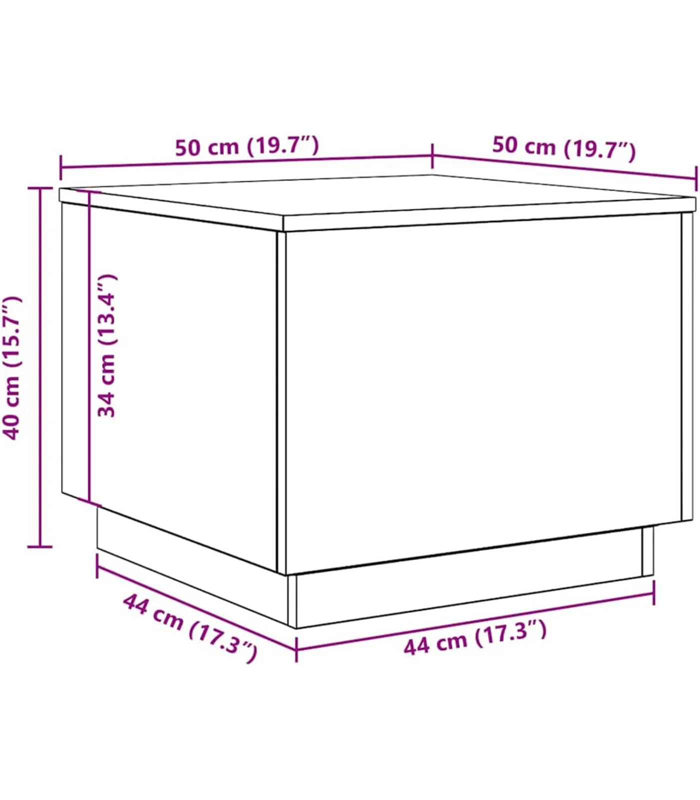 vidaXL Salontafel met LED-verlichting 50x50x40 cm zwart eikenkleurig