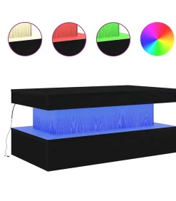 New Salontafel met LED-verlichting 90x50x40 cm zwart eiken Tafels