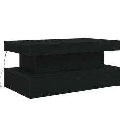New Salontafel met LED-verlichting 90x50x40 cm zwart eiken Tafels
