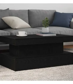 New Salontafel met LED-verlichting 90x50x40 cm zwart eiken Tafels