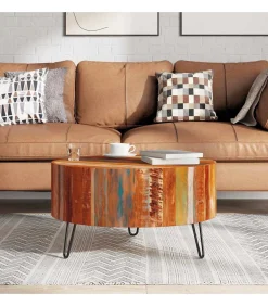 vidaXL Salontafel rond massief gerecycled hout