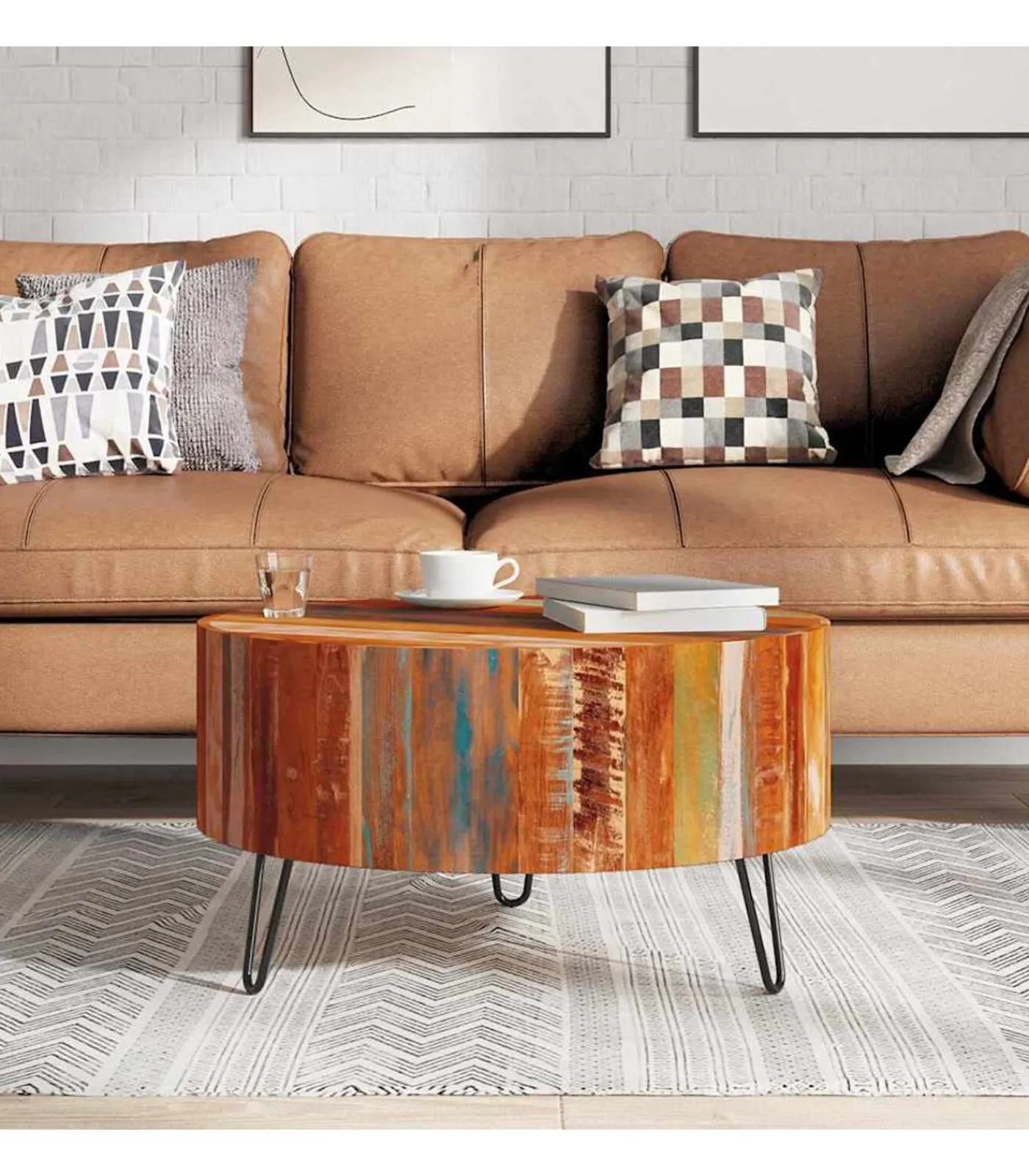 vidaXL Salontafel rond massief gerecycled hout