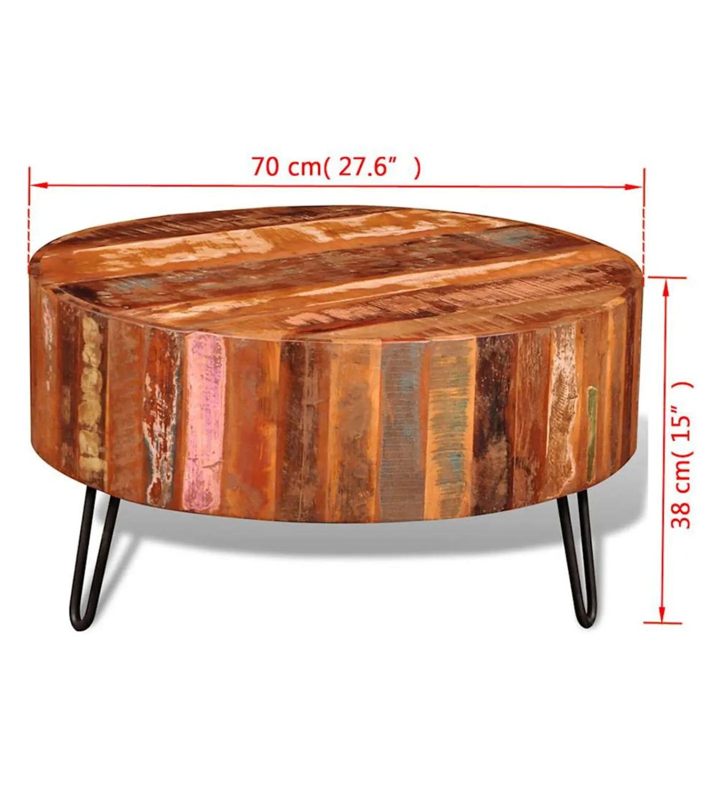 vidaXL Salontafel rond massief gerecycled hout