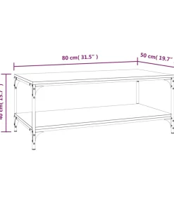 vidaXL Salontafel 80x50x40 cm bewerkt hout gerookt eikenkleurig