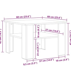 vidaXL Salontafel 60x60x42 cm bewerkt hout sonoma eikenkleurig