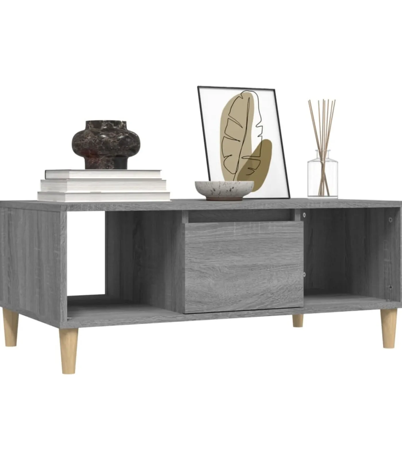 vidaXL Salontafel 90x50x36,5 cm bewerkt hout grijs sonoma