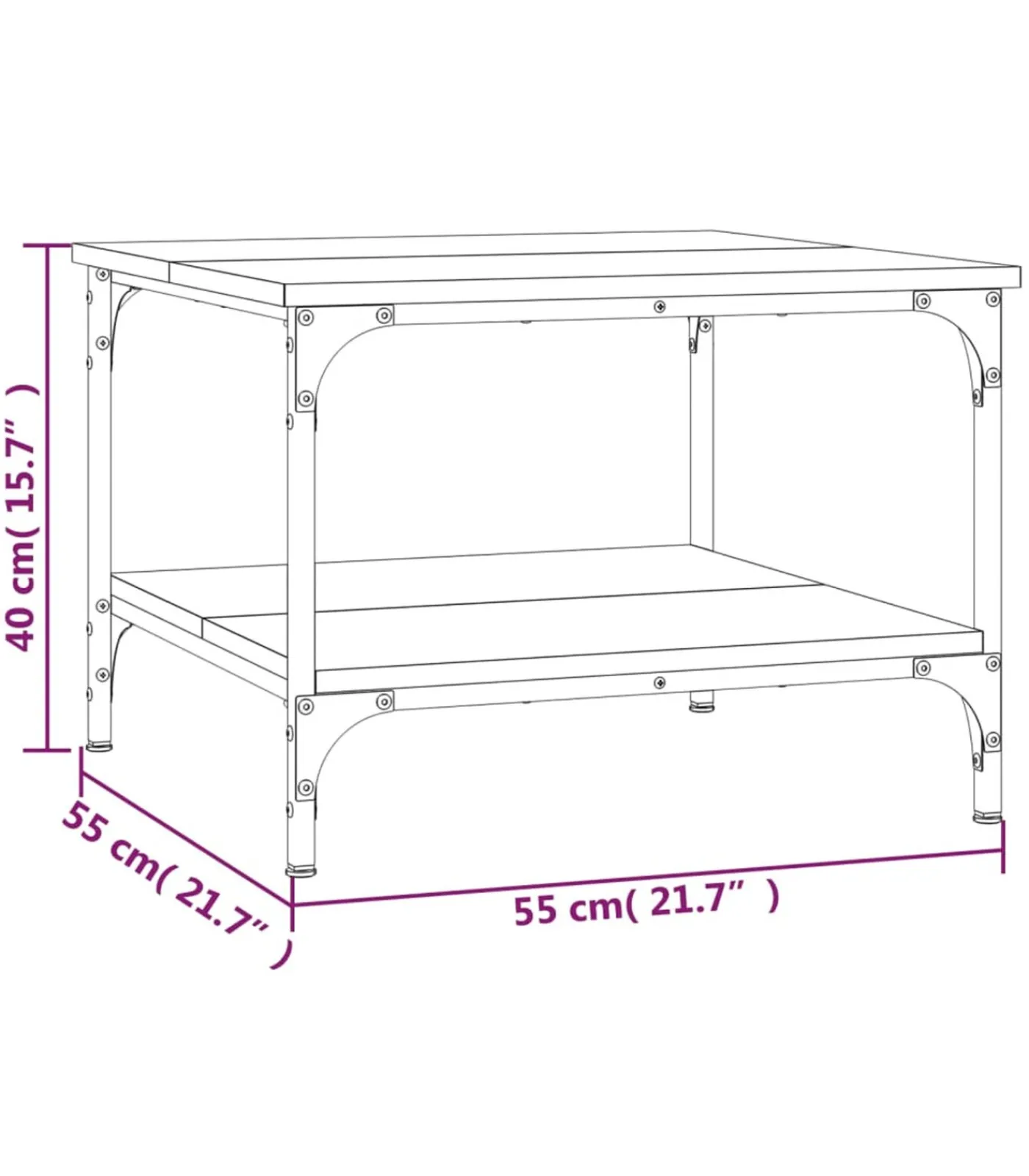 vidaXL Salontafel 55x55x40 cm bewerkt hout grijs sonoma eikenkleurig