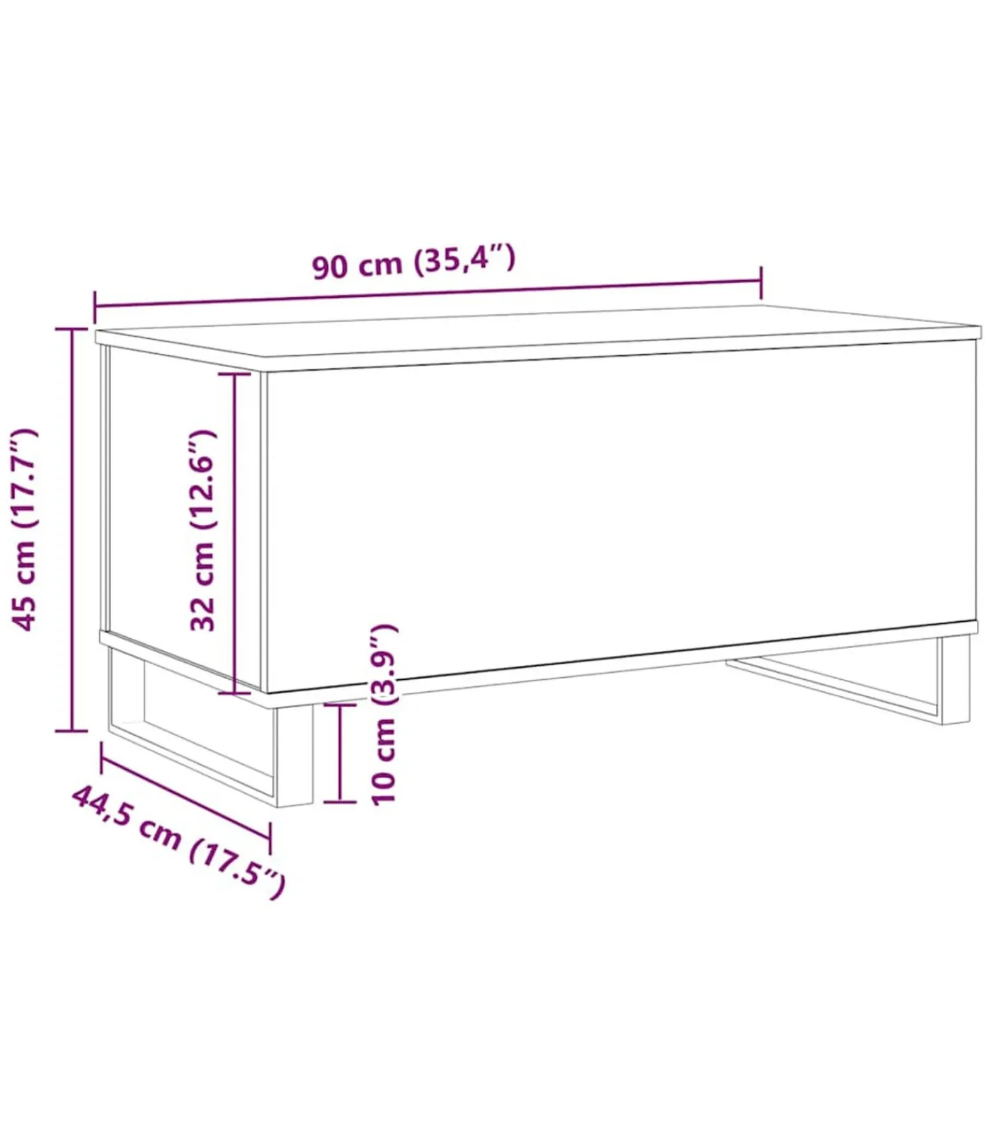 Best Salontafel 90x44,5x45 cm bewerkt hout artisanaal eikenkleurig Tafels