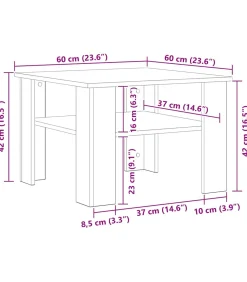 vidaXL Salontafel 60x60x42 cm bewerkt hout zwart