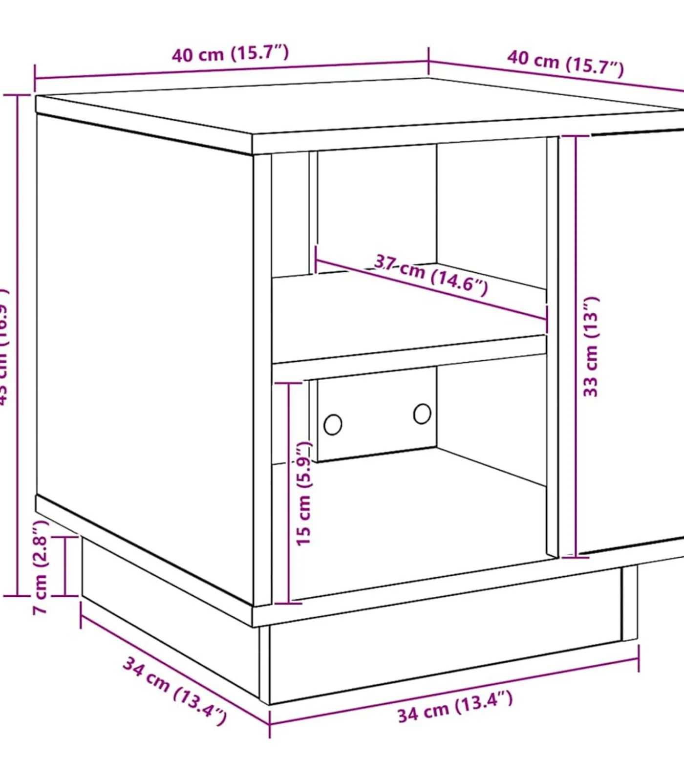vidaXL Salontafel 40x40x43 cm bewerkt hout artisanaal eikenkleurig