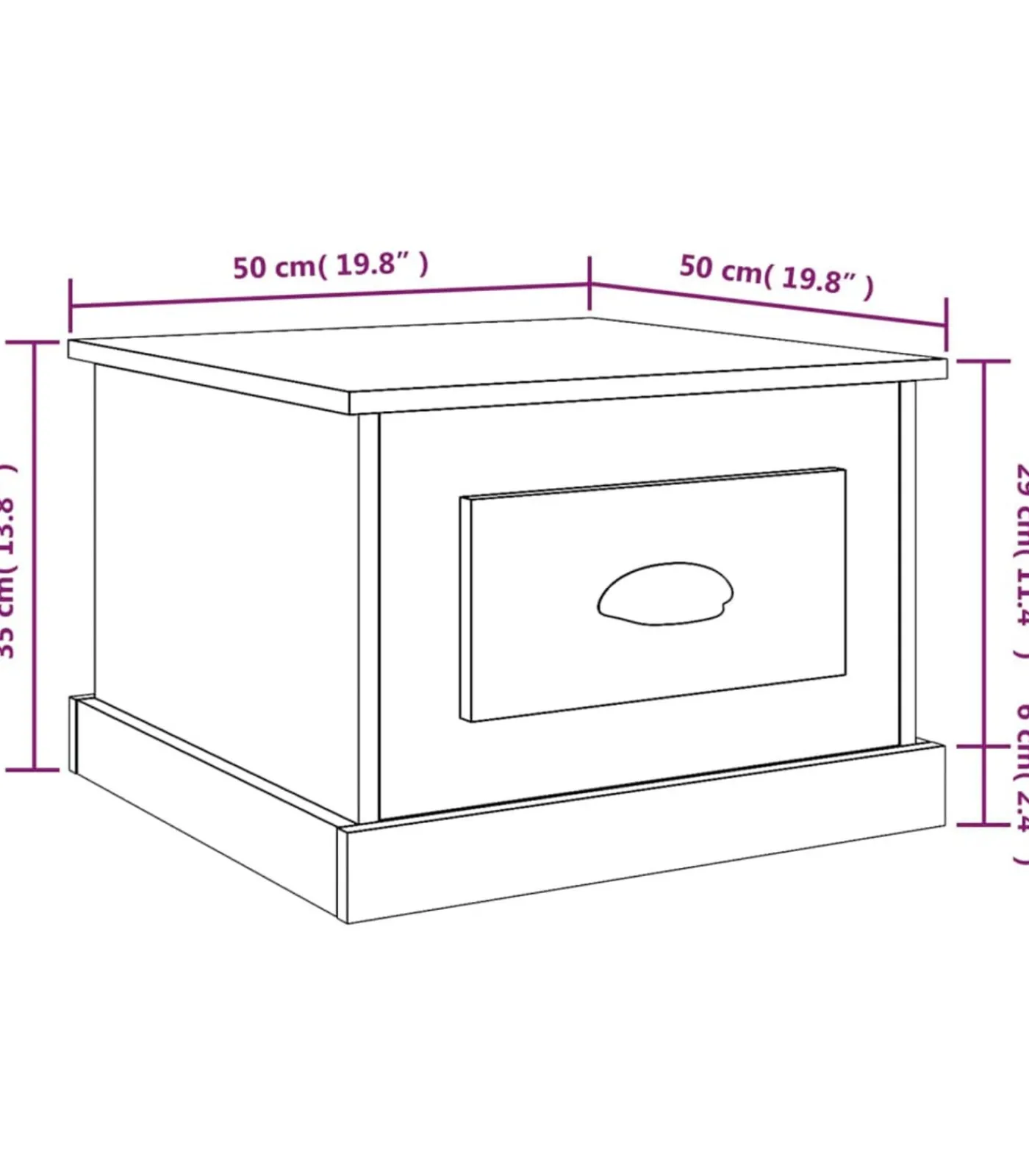 Best Salontafel 50x50x35 cm bewerkt hout sonoma eikenkleurig Tafels