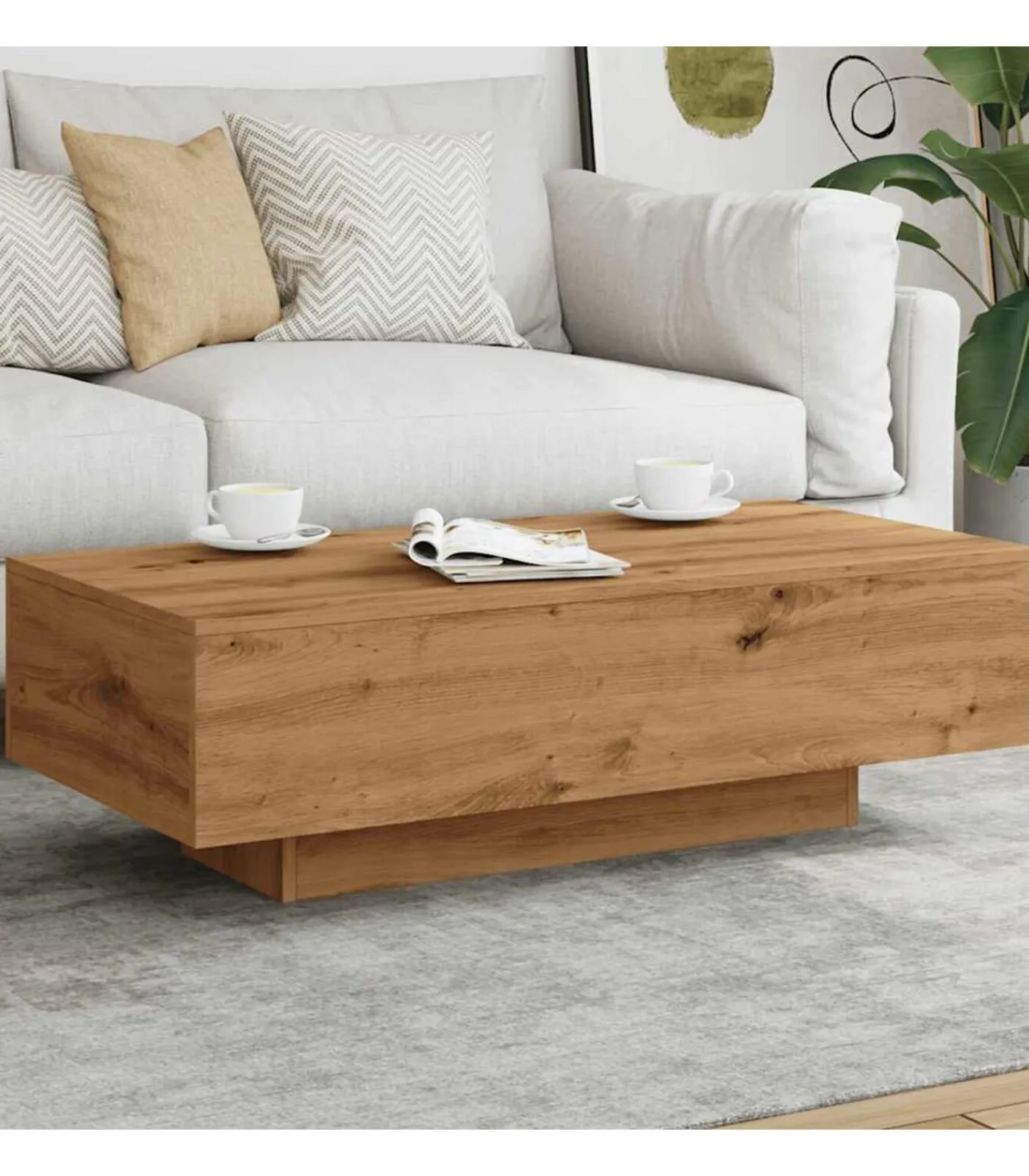 vidaXL Salontafel 100x49,5x31 cm bewerkt hout artisanaal eikenkleur