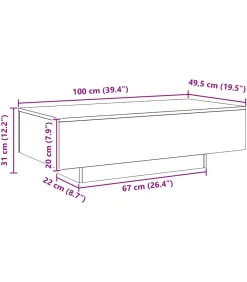 vidaXL Salontafel 100x49,5x31 cm bewerkt hout artisanaal eikenkleur