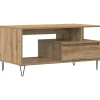 vidaXL Salontafel 90x49x45 cm bewerkt hout artisanaal eikenkleurig