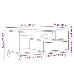 vidaXL Salontafel 90x49x45 cm bewerkt hout artisanaal eikenkleurig
