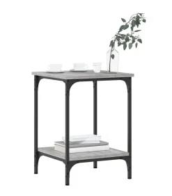 vidaXL Salontafel 40x40x55 cm bewerkt hout grijs sonoma eikenkleurig