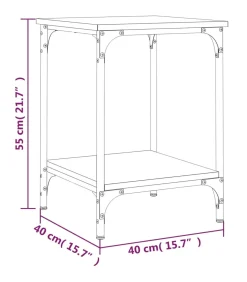 vidaXL Salontafel 40x40x55 cm bewerkt hout grijs sonoma eikenkleurig