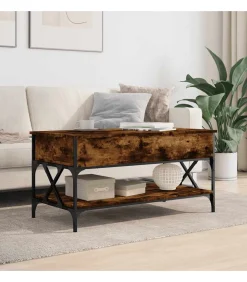 vidaXL Salontafel 100x50x50 cm bewerkt hout en metaal gerookt eiken