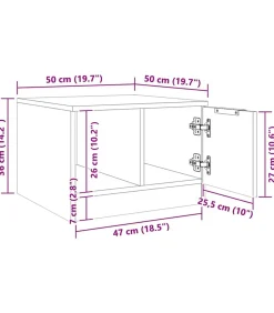 Outlet Salontafel 50x50x36 cm bewerkt hout artisanaal eikenkleur Tafels