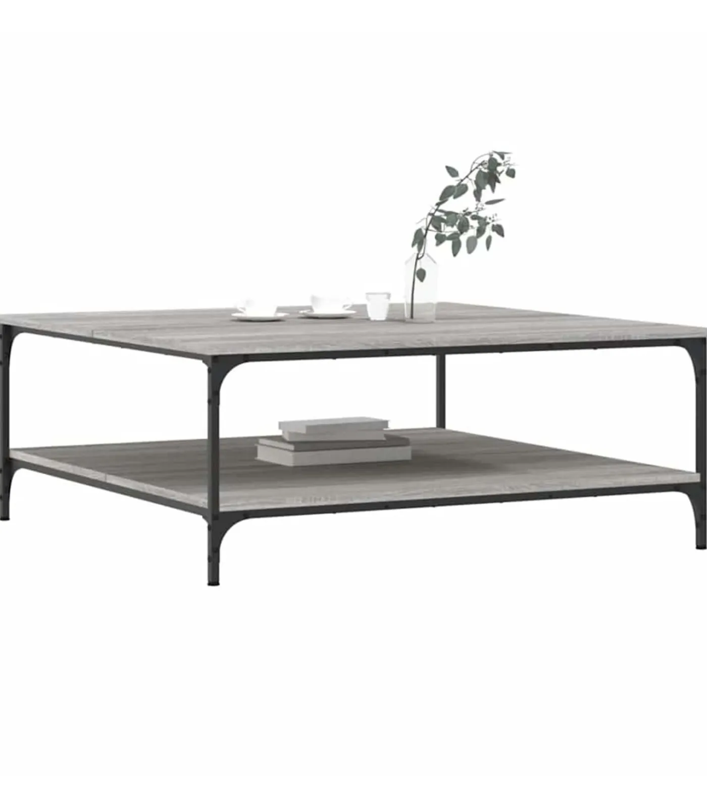 vidaXL Salontafel 100x100x40 cm bewerkt hout grijs sonoma eikenkleurig