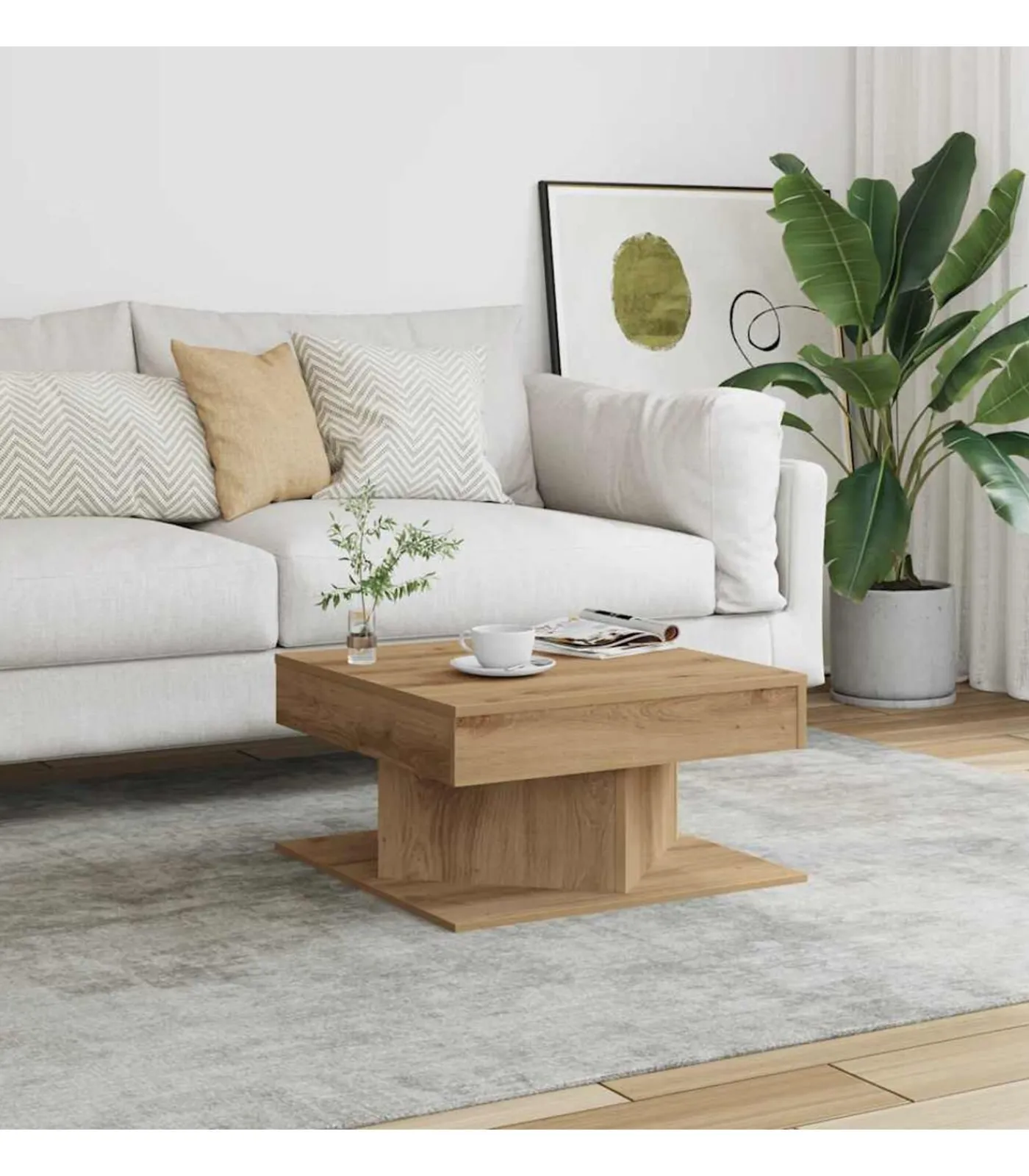 vidaXL Salontafel 55x55x30 cm bewerkt hout artisanaal eikenkleurig