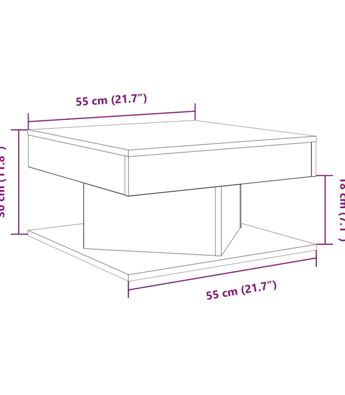 vidaXL Salontafel 55x55x30 cm bewerkt hout artisanaal eikenkleurig