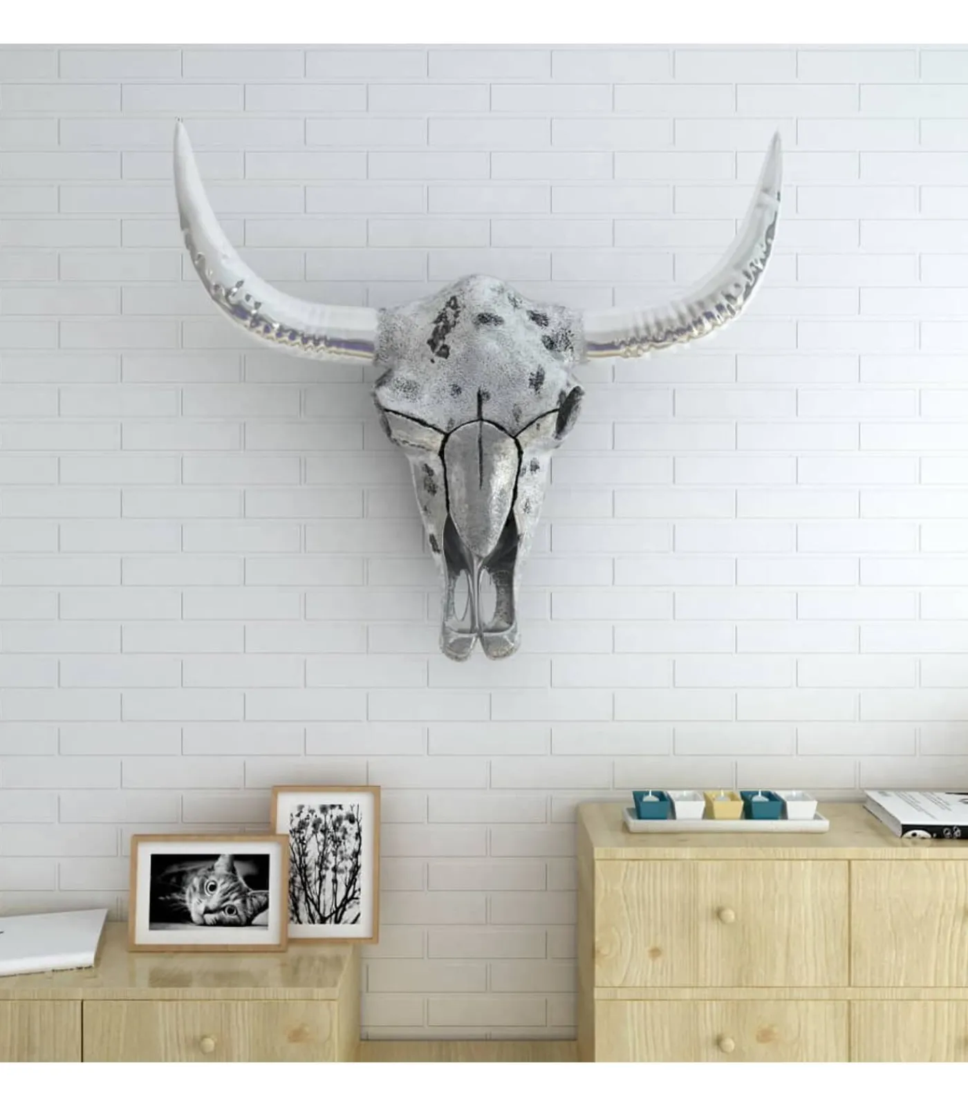 vidaXL Schedel muurdecoratie aluminium zilver