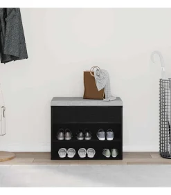 Schoenenbank met plank Zwart eiken 60 x 30 x 45 cm Bewerkt hout Organiseren