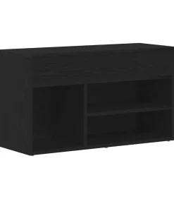 vidaXL Schoenenbank met plank Zwart eiken 80 x 30 x 45 cm Bewerkt hout