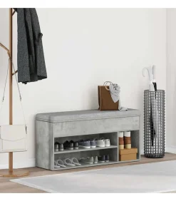 vidaXL Schoenenbank 102x30,5x45 cm bewerkt hout betongrijs
